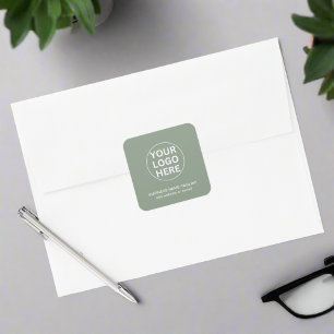 Sage Green Logo & Text Corporate Business Branded Square Sticker