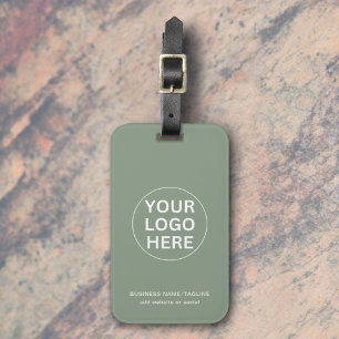 Sage Green Logo & Text l Branded Business Travel Luggage Tag