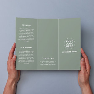 Sage Green Logo & Text l Business Trifold Brochure