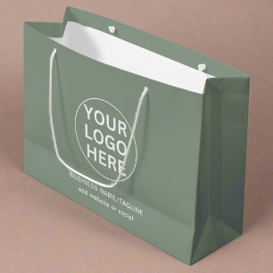 Sage Green Logo & Text l Professional Branded  Large Gift Bag