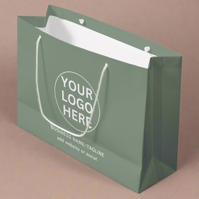 Sage Green Logo & Text l Professional Branded  Large Gift Bag (Creator Uploaded)