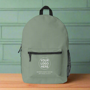 Sage Green Logo & Text l Promotional Business Printed Backpack