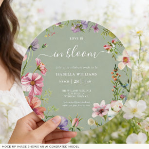 Sage Green Love in Bloom Floral Bridal Shower Invitation