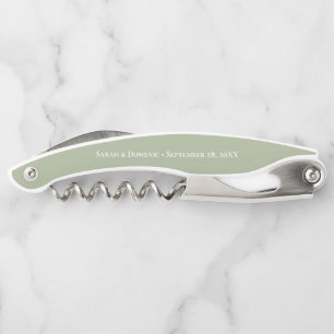 Sage Green Love Thank You Wedding Favour  Corkscrew