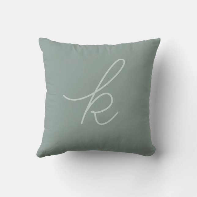 Sage Green Lowercase Script Letter Cushion (Back)