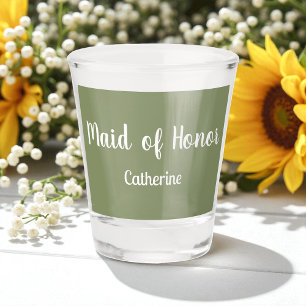 Sage Green Maid of Honour Bridesmaid Shot Glass