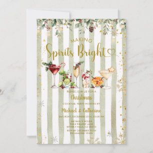 Sage Green Making Spirits Bright Cocktail party Invitation