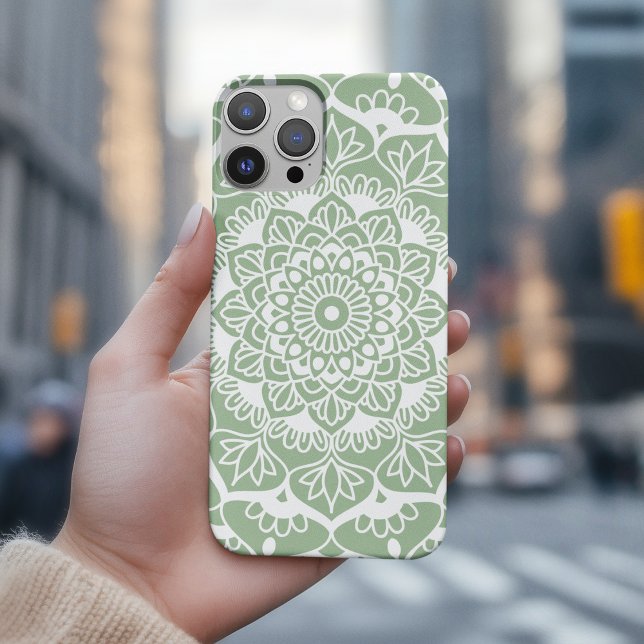 Sage Green Mandala Boho Chic Case-Mate iPhone Case (Creator Uploaded)