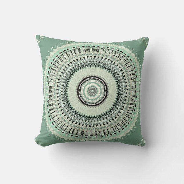 Sage Green Mandala Cushion (Front)