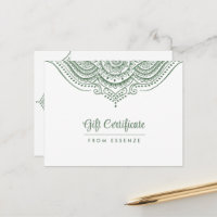 Sage-Green Mandala Gift Certificate Design