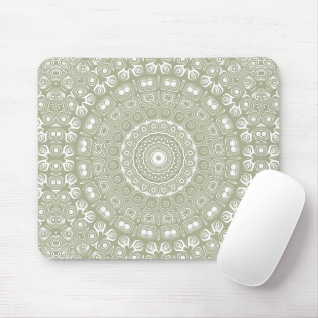 Sage Green Mandala Pattern Mouse Mat (With Mouse)