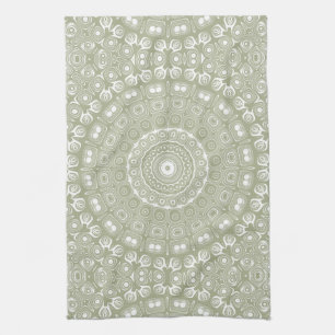 Sage Green Mandala Pattern Tea Towel