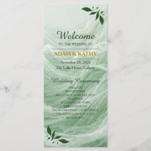 Sage Green Marble & Gold Wedding Program Programme