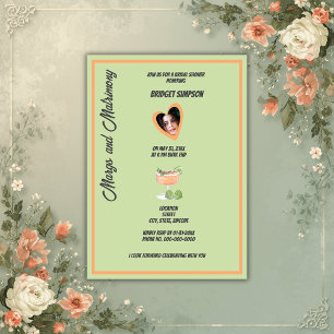sage green margs and matrimony bridal shower photo invitation