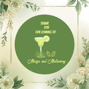  sage green margs and matrimony thank you classic round sticker