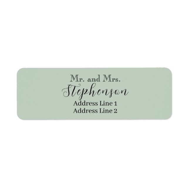 Sage Green Married Couple Return Address Labels (Front)