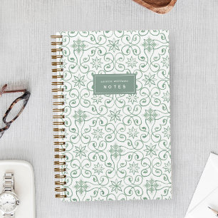 Sage Green   Mediterranean Tile Personalised Notebook