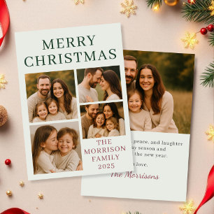 Sage Green Merry Christmas Photo Holiday Card