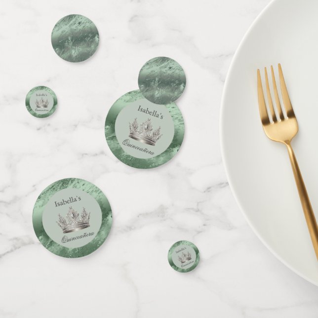 Sage Green Metallic Tiara Quinceañera  Confetti (Group)