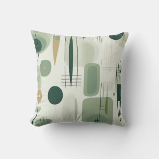 Sage Green Mid Century Modern Abstract Cushion
