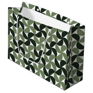 Sage Green Mid Century Modern Pattern Large Gift Bag