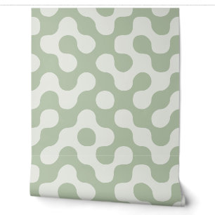 Sage Green Mid Century Organic Geometric Wallpaper