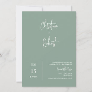 Sage Green Minimal Boho Wedding Photo QR Code RSVP Invitation