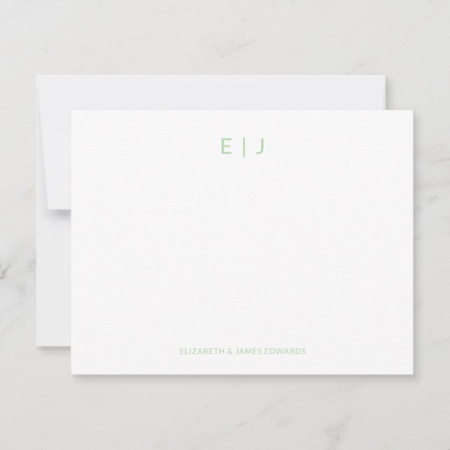 Sage Green Minimal Couple Initials Personalised  Card (Front)