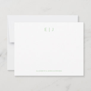 Sage Green Minimal Couple Initials Personalised  Card