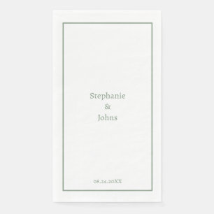 Sage Green Minimal Elegant Custom Name Wedding Napkin