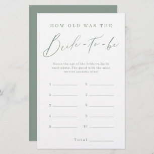 Sage green minimal how old was the bride game