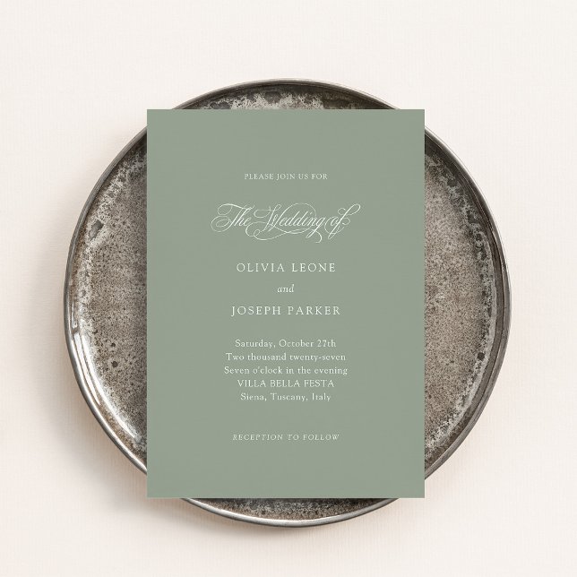 Sage Green | Minimal Italian Elegance Wedding Invitation (Creator Uploaded)