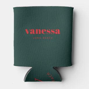 Sage Green Minimal Modern Classic Name Can Cooler