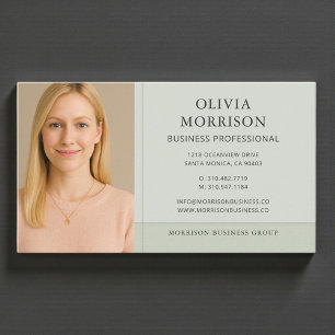 Sage Green Minimal Modern Photo Business Card