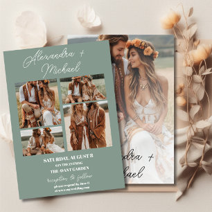 Sage Green Minimal  Overlay Photo Wedding Invitation