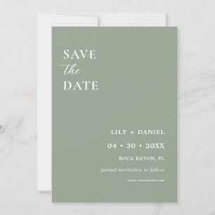 Sage Green Minimal Photo Save The Date Card