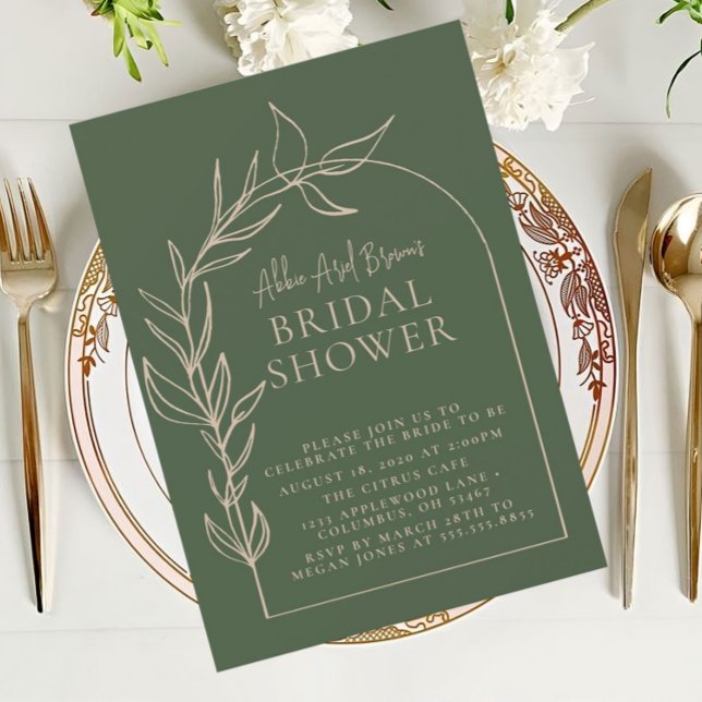 Sage Green Minimal Script Text Bridal Shower Invitation (Creator Uploaded)