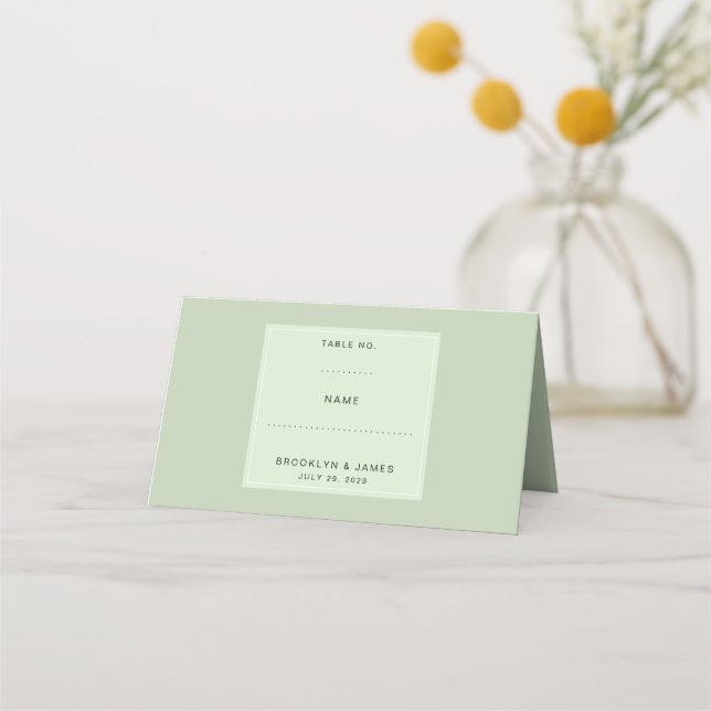  Sage Green Minimal Table Number Place Card (Front)
