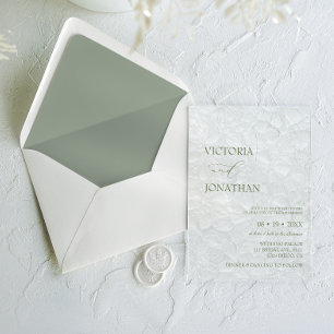 Sage Green Minimal Wedding  Acrylic Invitations