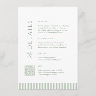 Sage Green Minimal Wedding Details QR code Card