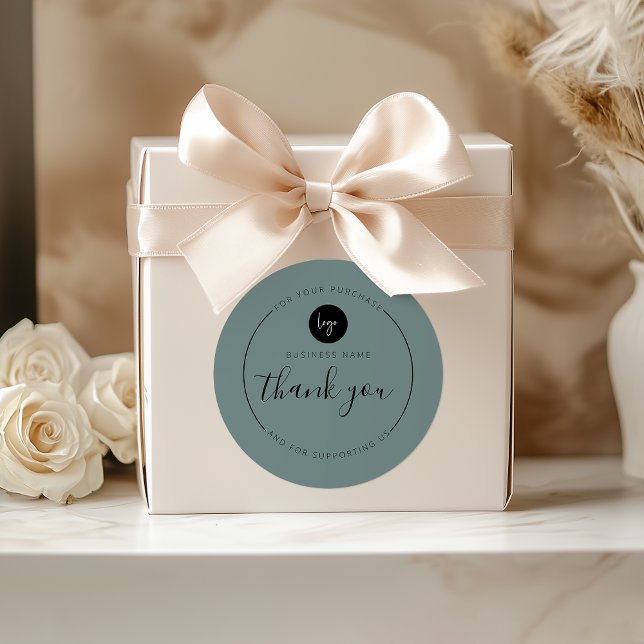 Sage Green Minimalist Aesthetic Thank You Circle Classic Round Sticker (Sage Green Minimalist Aesthetic Thank You Circle Classic Round Sticker)