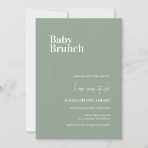 Sage Green Minimalist Baby Brunch Baby Shower Invitation