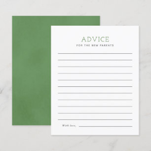 Sage Green Minimalist Baby Shower Advice Card