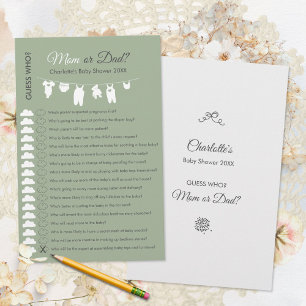 Sage Green Minimalist Baby Shower Guess Who Game