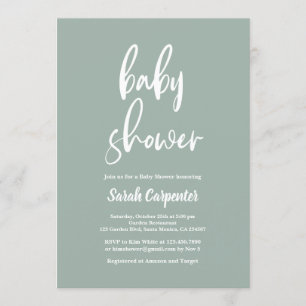 Sage Green Minimalist Baby Shower Invitation