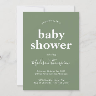 Sage Green Minimalist Boho Baby Shower Invitation