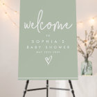 Sage Green Minimalist Boho Baby Shower Welcome