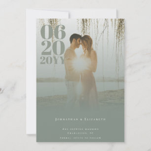 Sage Green Minimalist Bold Type Photo Save The Date