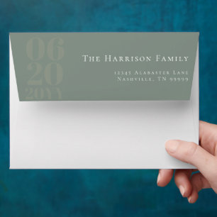 Sage Green Minimalist Bold Type Wedding Envelope