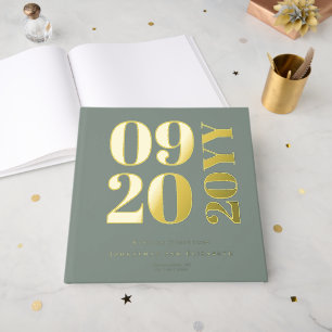 Sage Green Minimalist Bold Type Wedding Guest Book